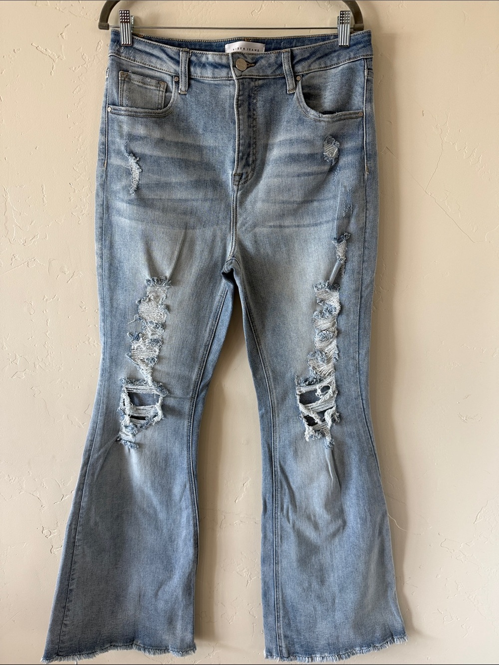 Women’s Light Blue Distressed Flare Jeans